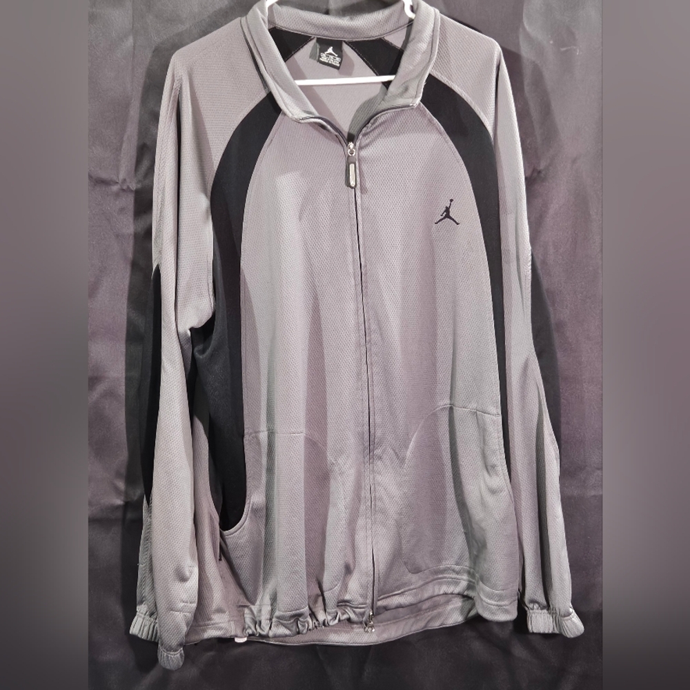 Nike Air Jordan Track Jacket Mens Size 2XL  Anthracite Grey Black Full Zip Will